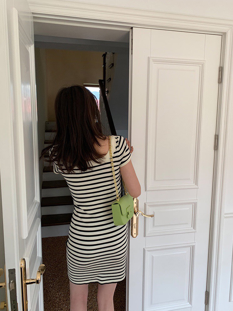 Striped Knit Basic Dress