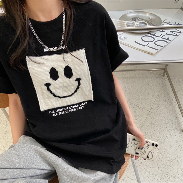 Square Smile Face Oversized Tee
