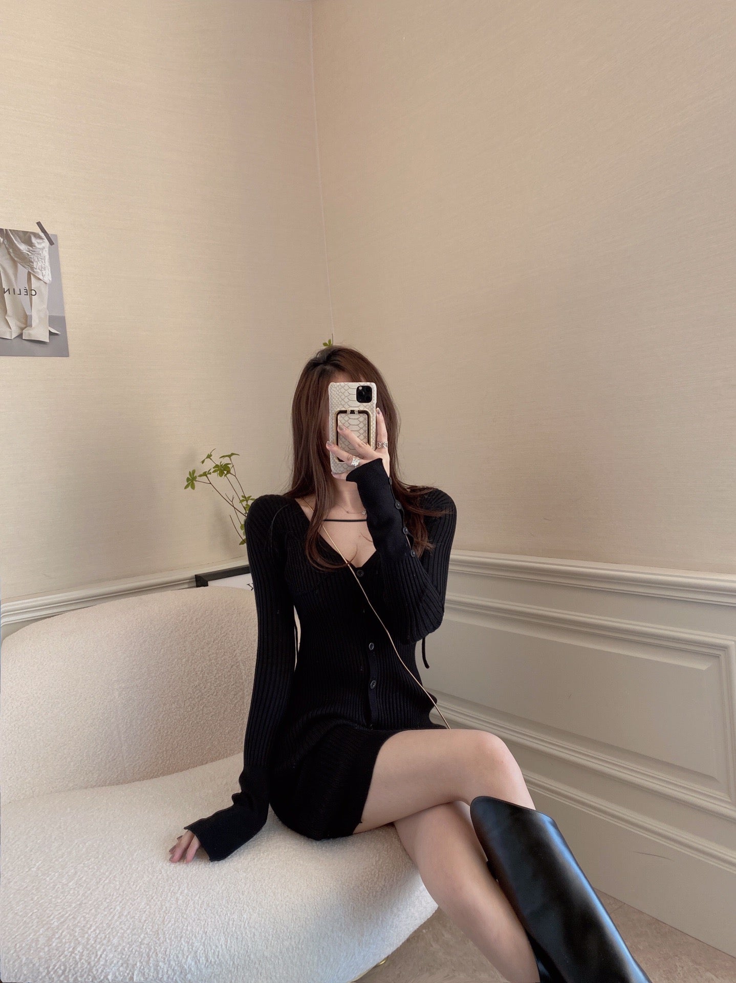 Ribbed Knit Slim Cut Dress