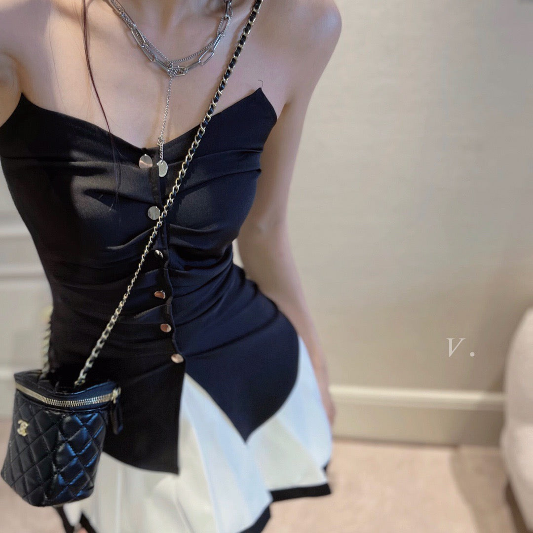 Piano Tube Top Pleated Skirt Set