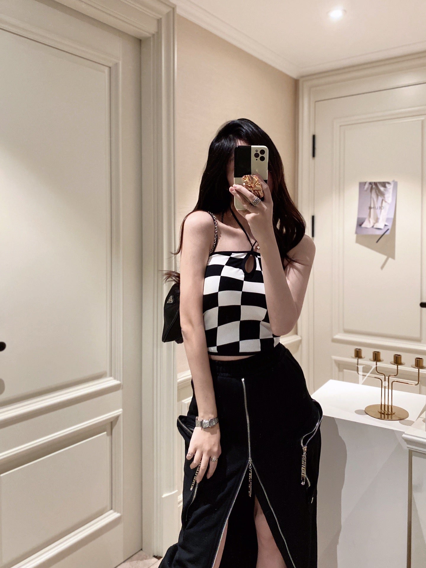 Checker Halter Knit Camisole
