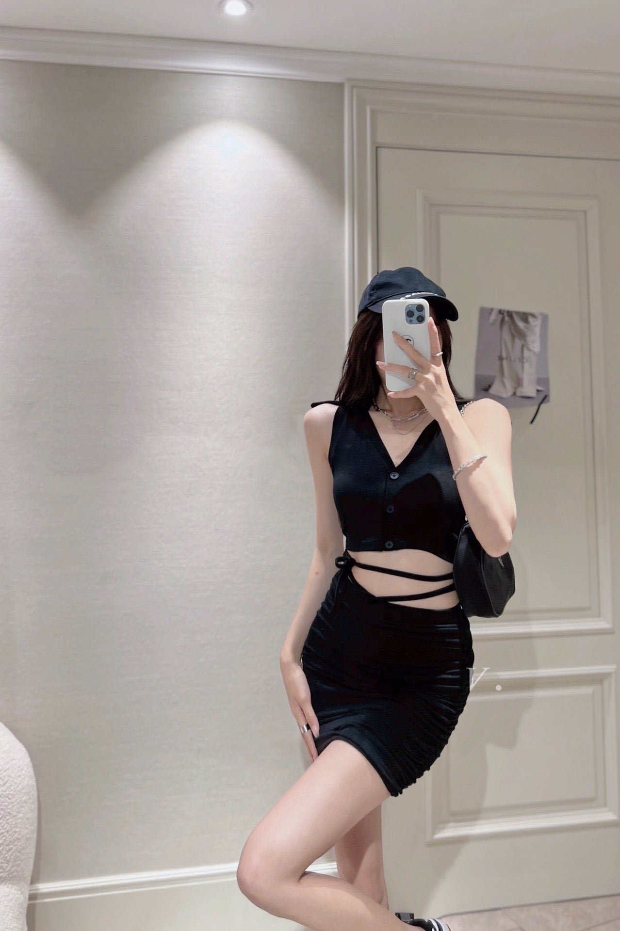 Cropped Polo Vest Skirt Set