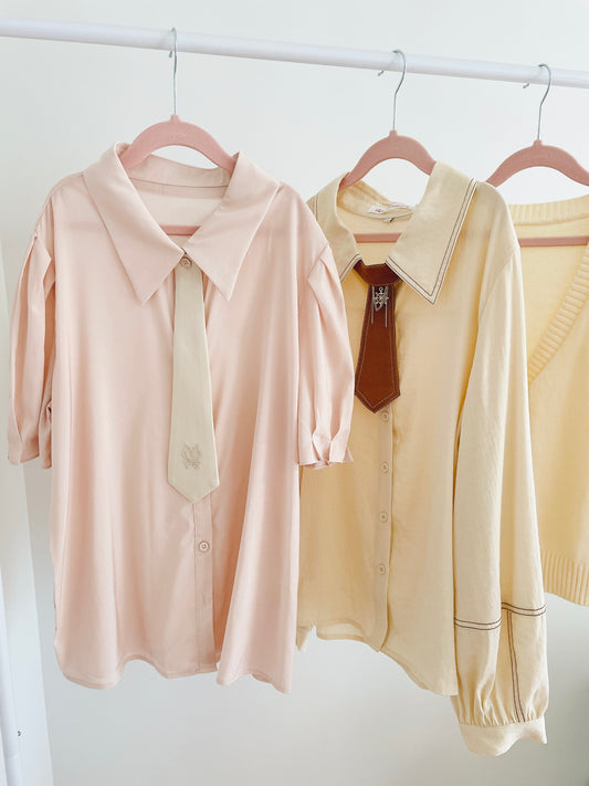 Short Lantern Sleeves Blouse