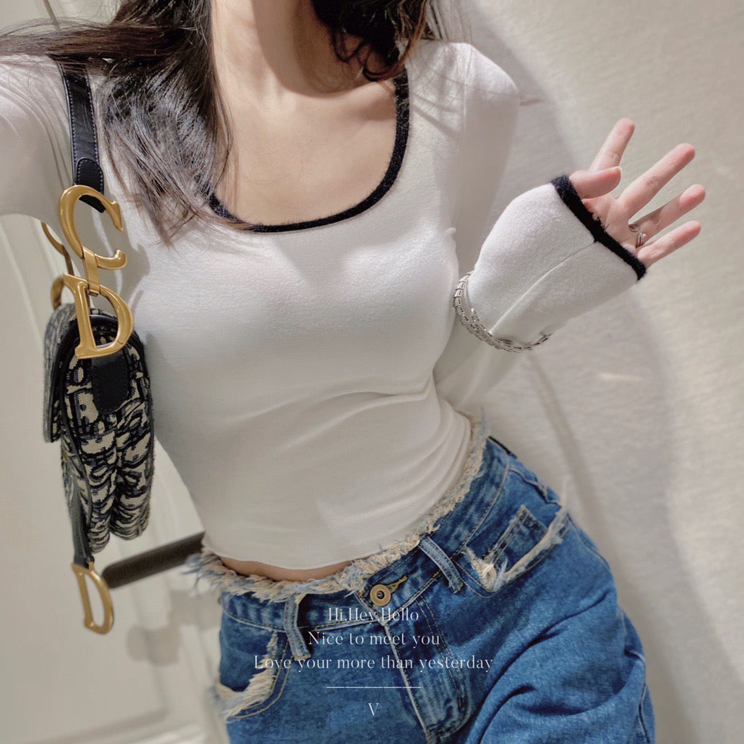 Square Neck Ribbed Top