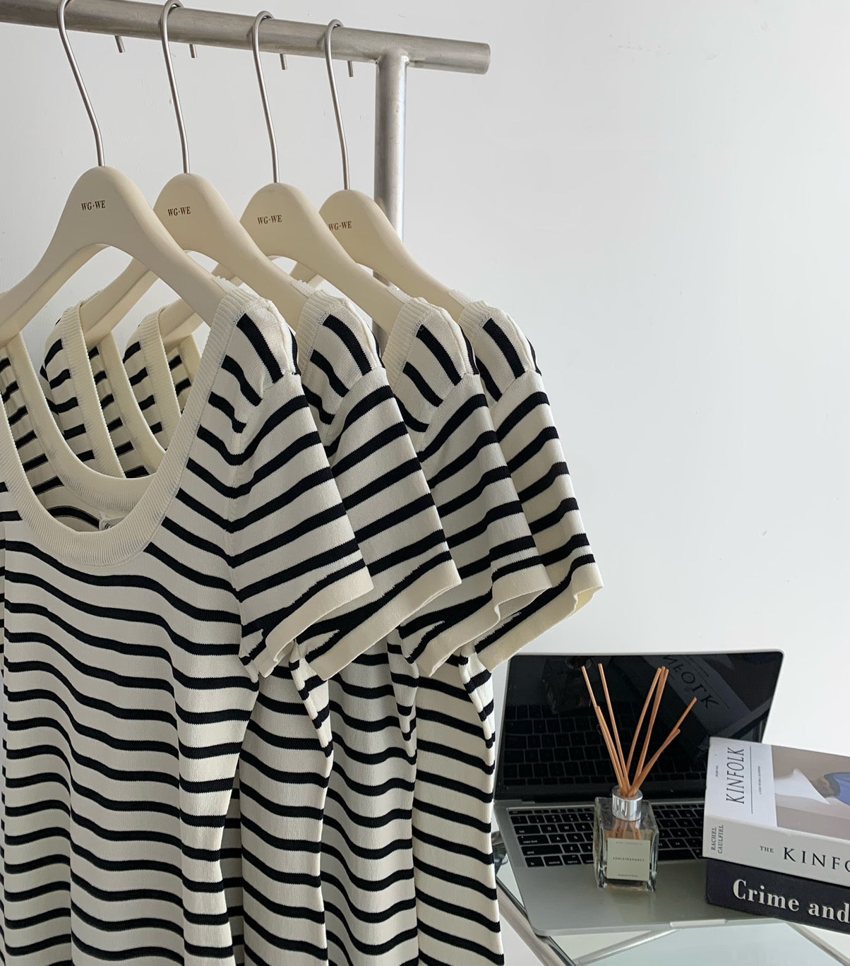 Striped Knit Basic Dress
