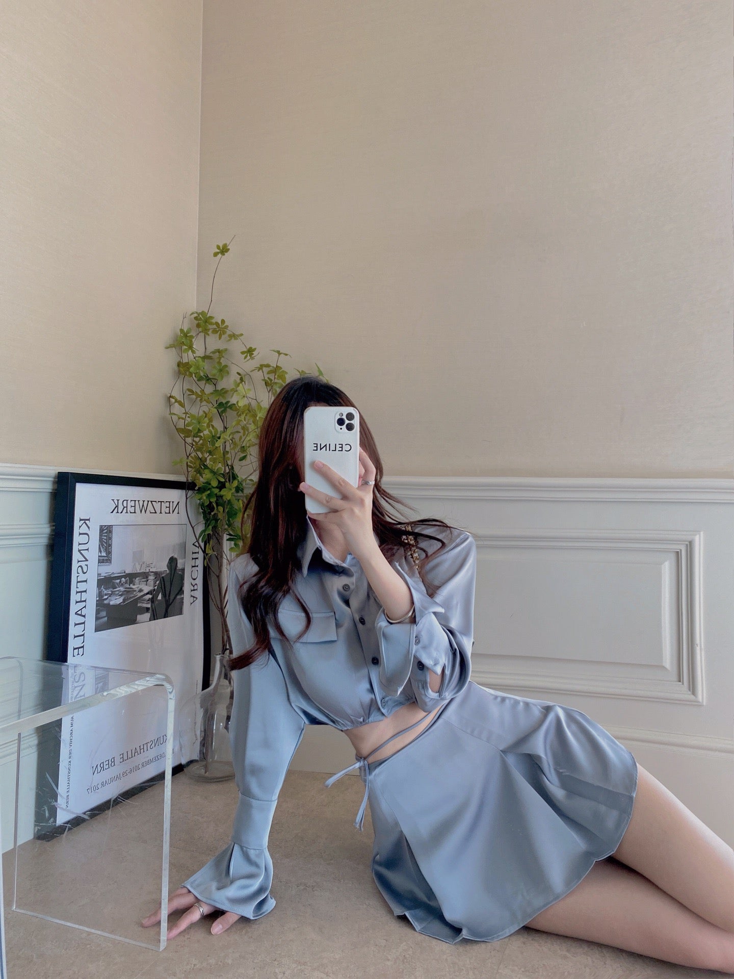 Silk Blouse Skirt Set
