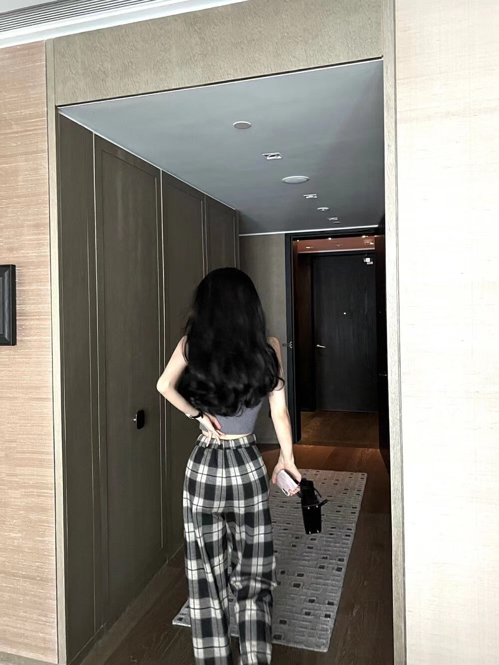 Plaid Wide Leg Pants