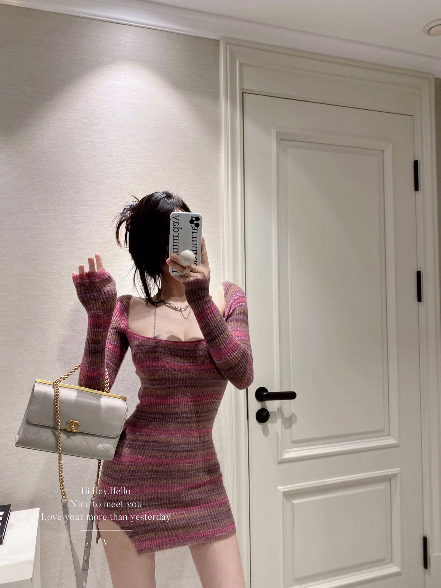 Raspberry Rainbow Knit Bodycon Dress