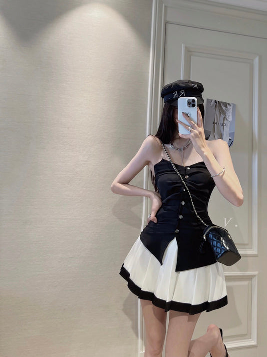 Piano Tube Top Pleated Skirt Set