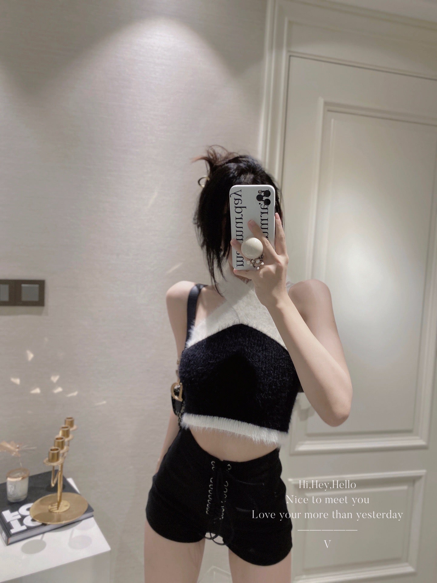 Faux Mink Crossed Top