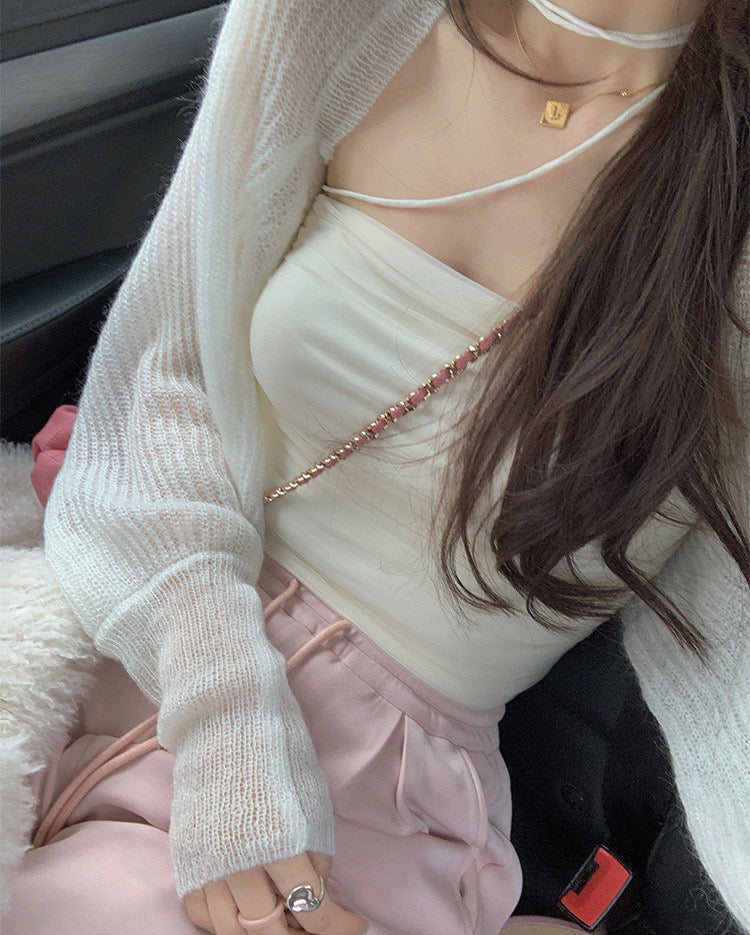 Lightweight Pointelle Knit Cardigan