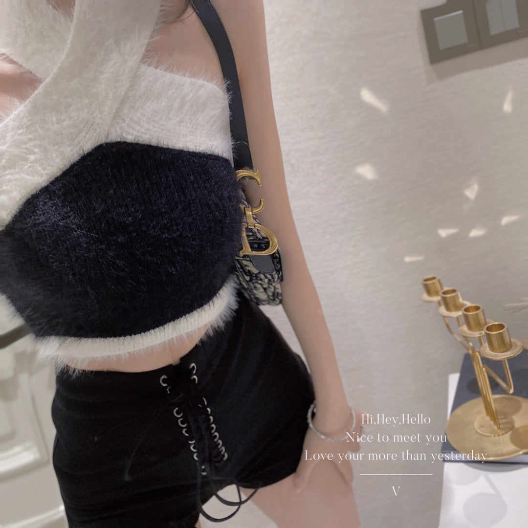 Faux Mink Crossed Top