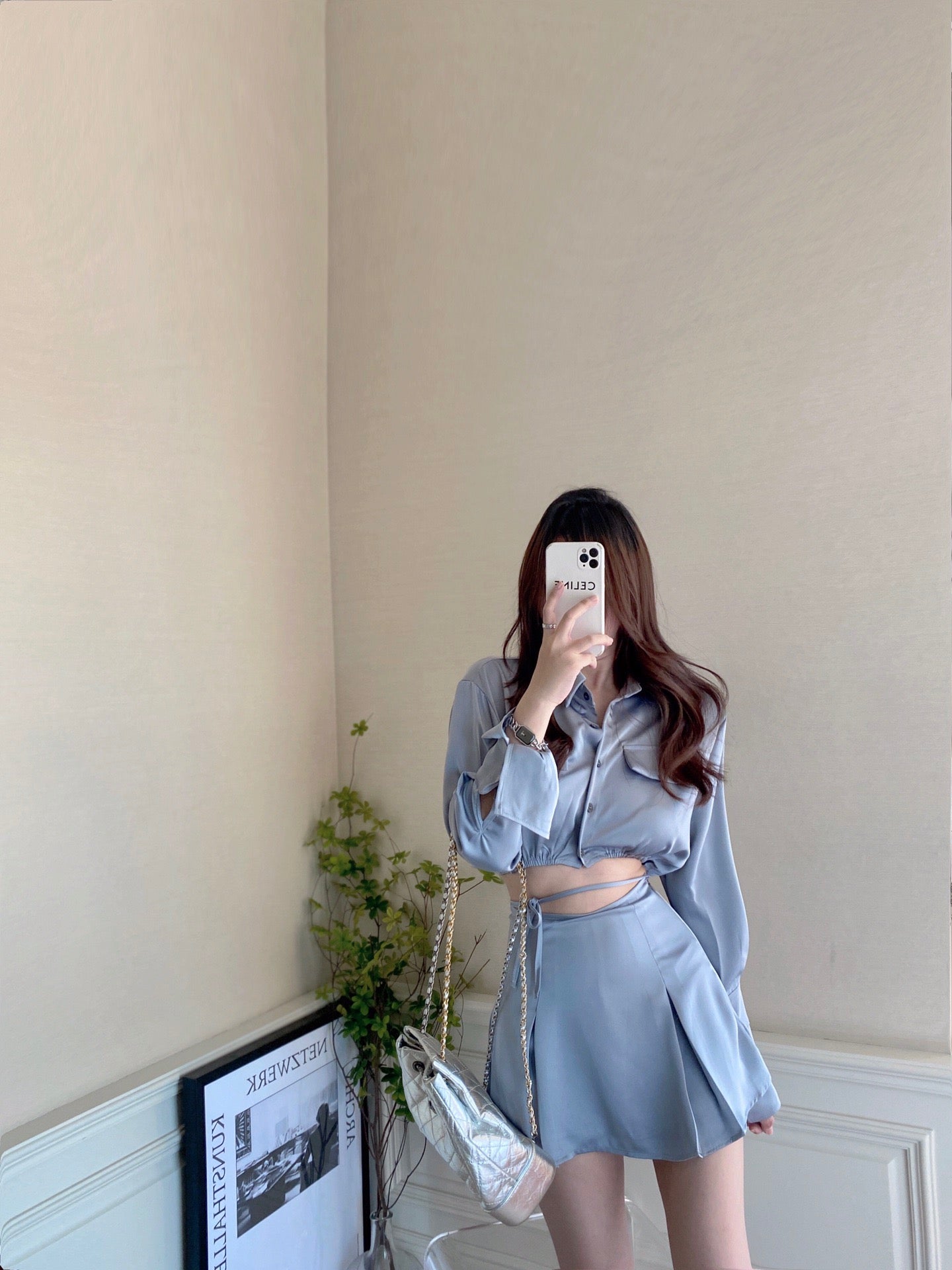 Silk Blouse Skirt Set
