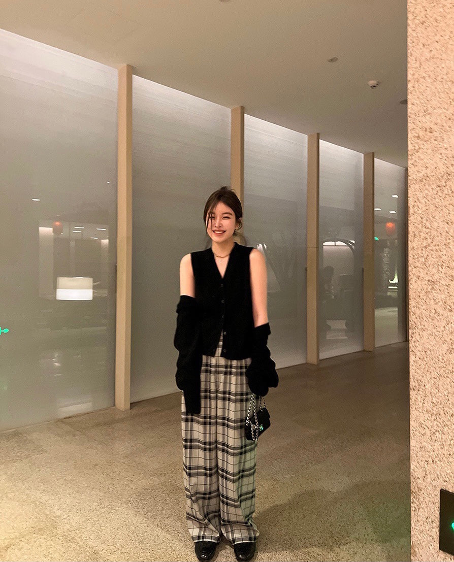 Plaid Cotton Linen Pants