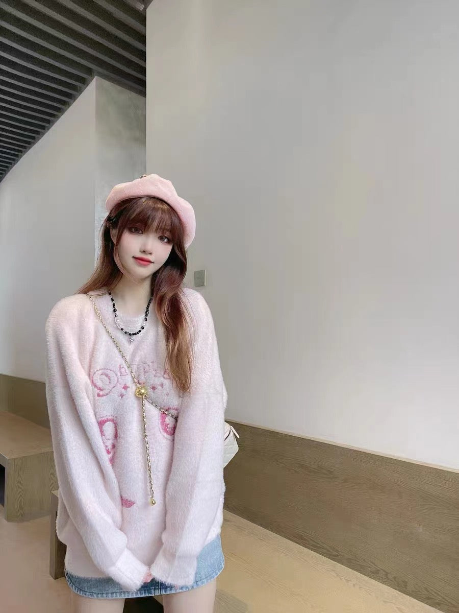 Faux Mink Comic Girl Sweater
