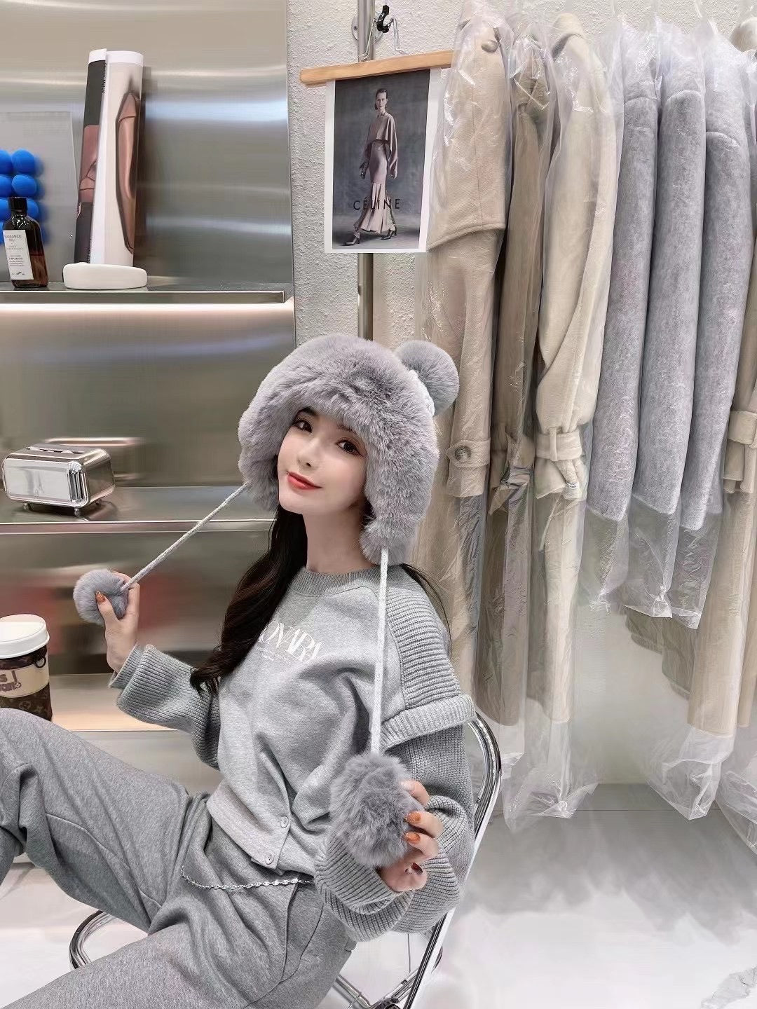 Knit Puff Sleeves Spliced Sweatshirt
