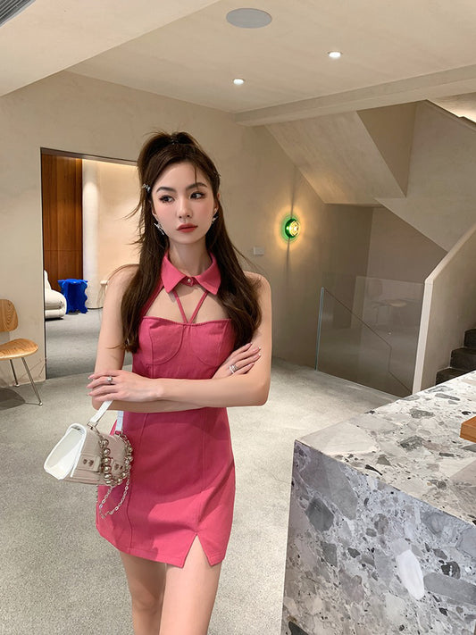 Sexy Collar Halter Neck Dress