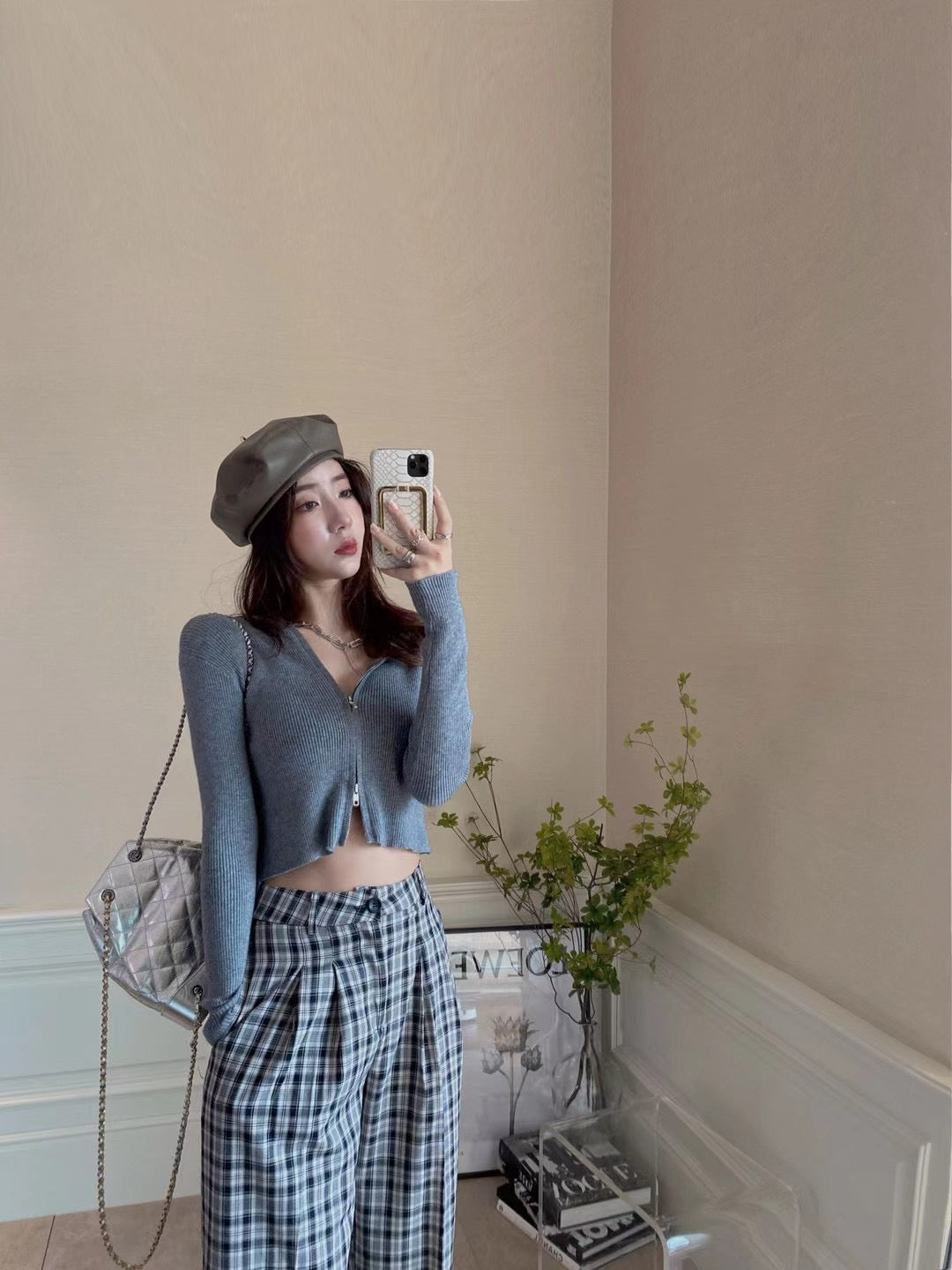 Ribbed Hooded Knit Short Cardigan