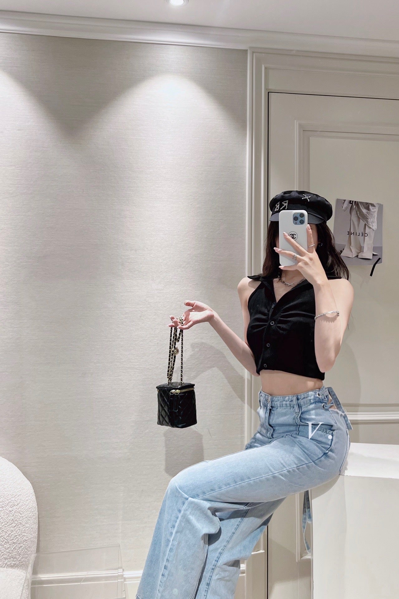 Polo Ribbed Cropped Tank Top