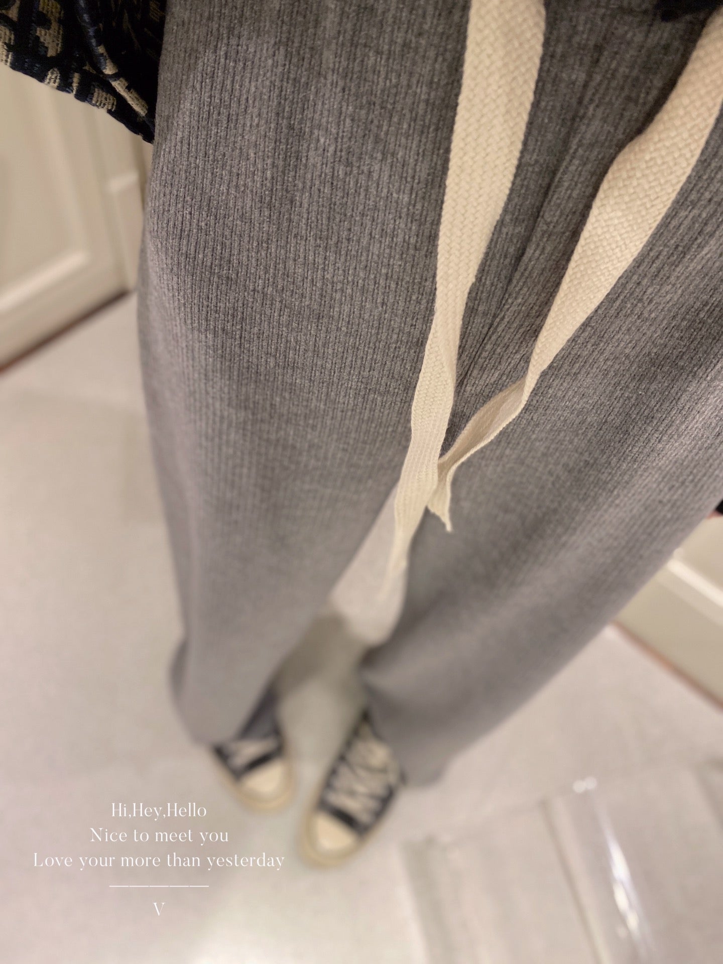 Woolen Ribbed Wide Legs Pants