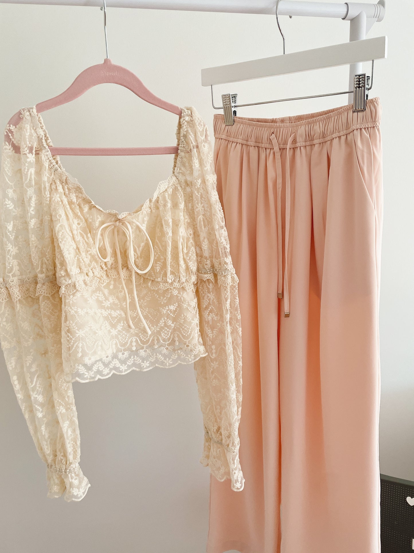 Square Neck Ribbon Lace Top