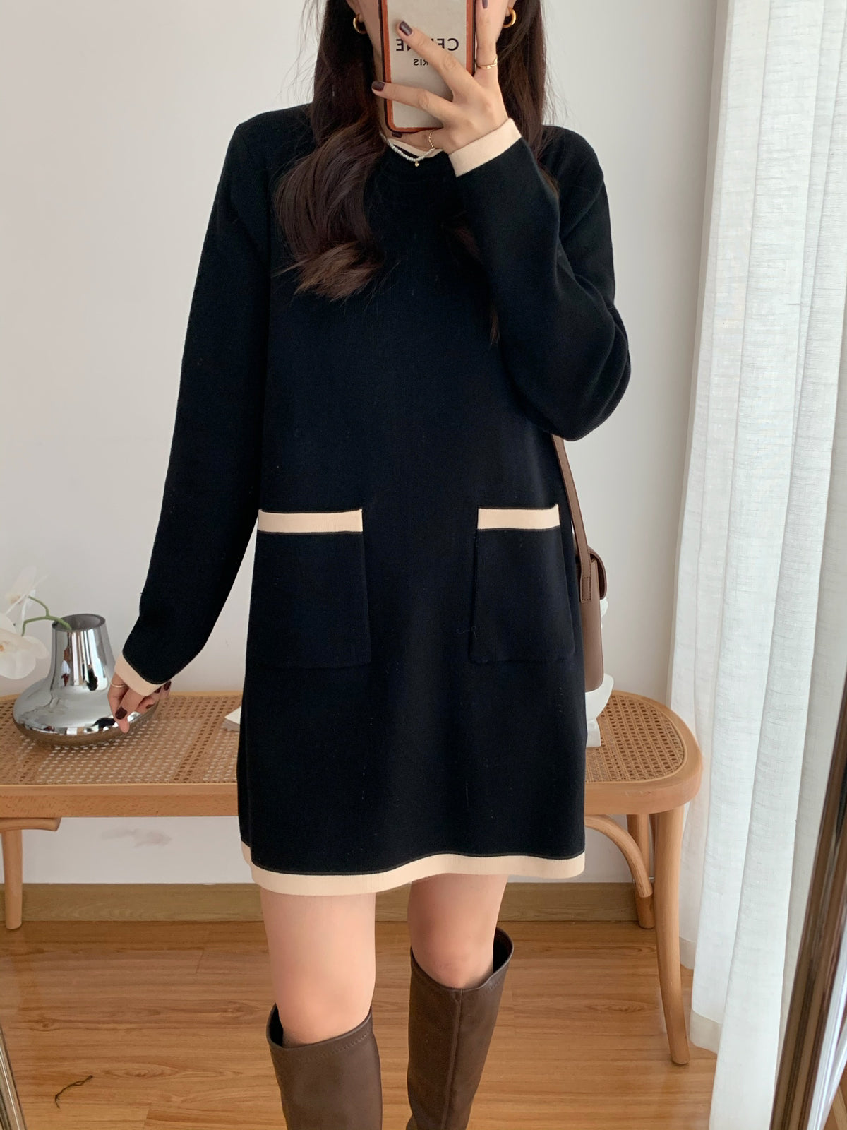 Two Pockets Knit Dress