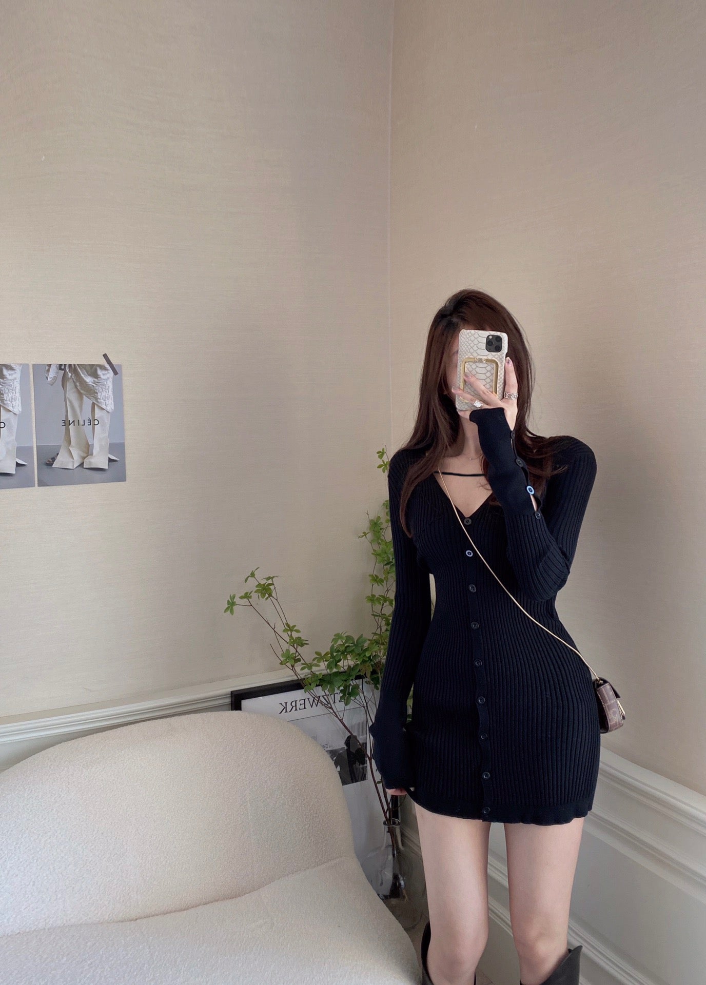 Ribbed Knit Slim Cut Dress