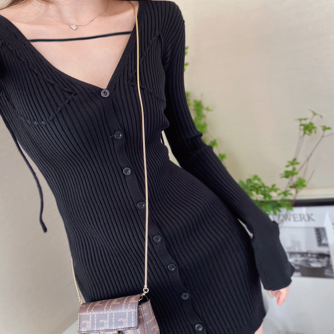 Ribbed Knit Slim Cut Dress