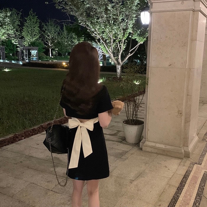 Back Tie Ribbon Polo Dress