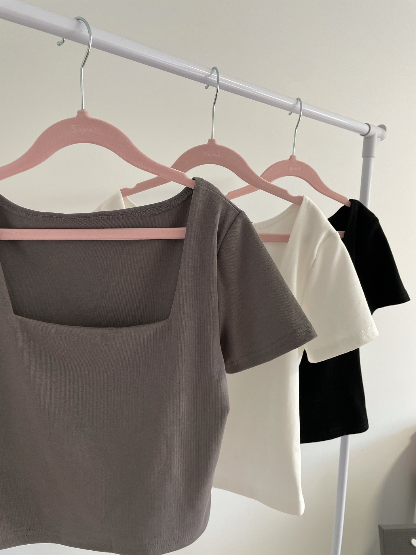 Square Neck Cropped Cotton Tee