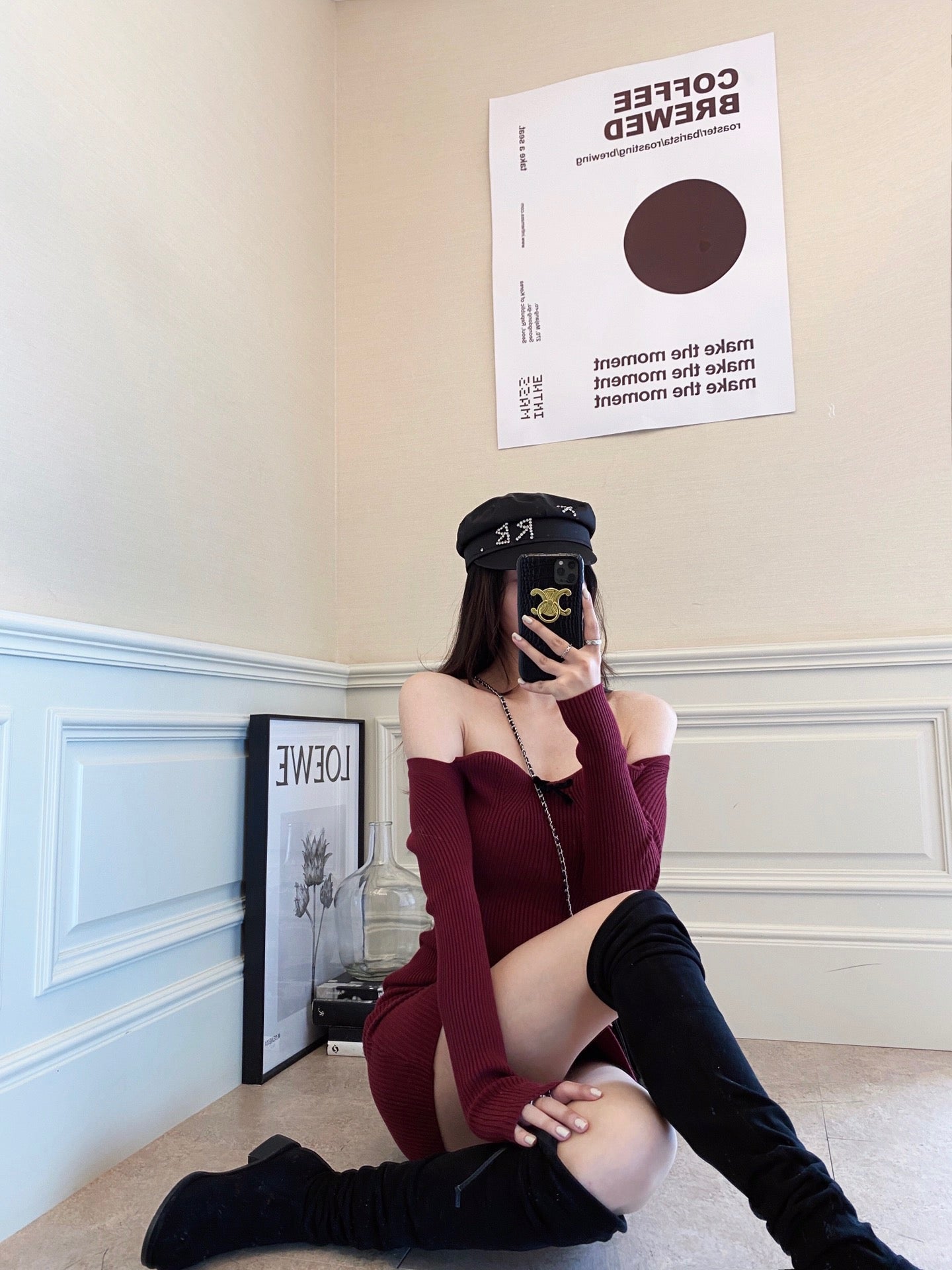 Off The Shoulder Ribbed Knit Dress