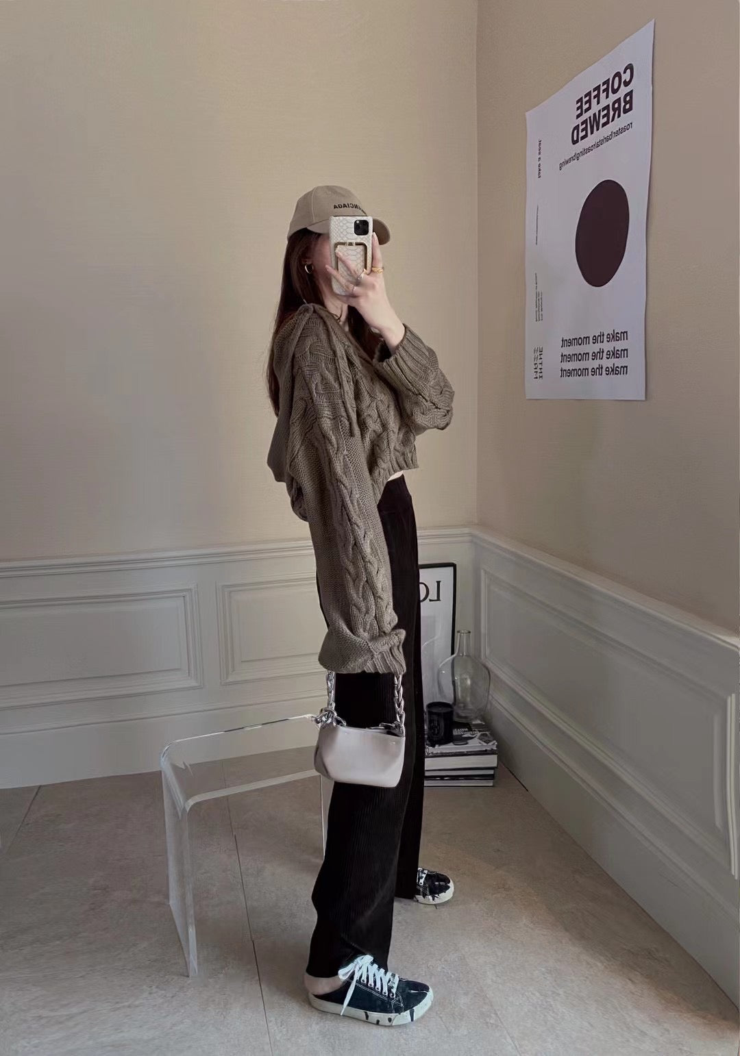 Cable Long Sleeves Short Sweater