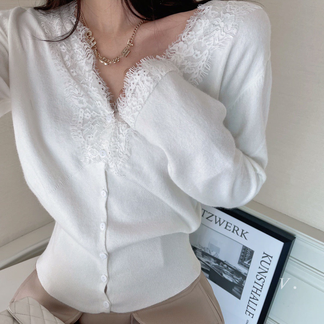 Lace Trim Soft Knit Top
