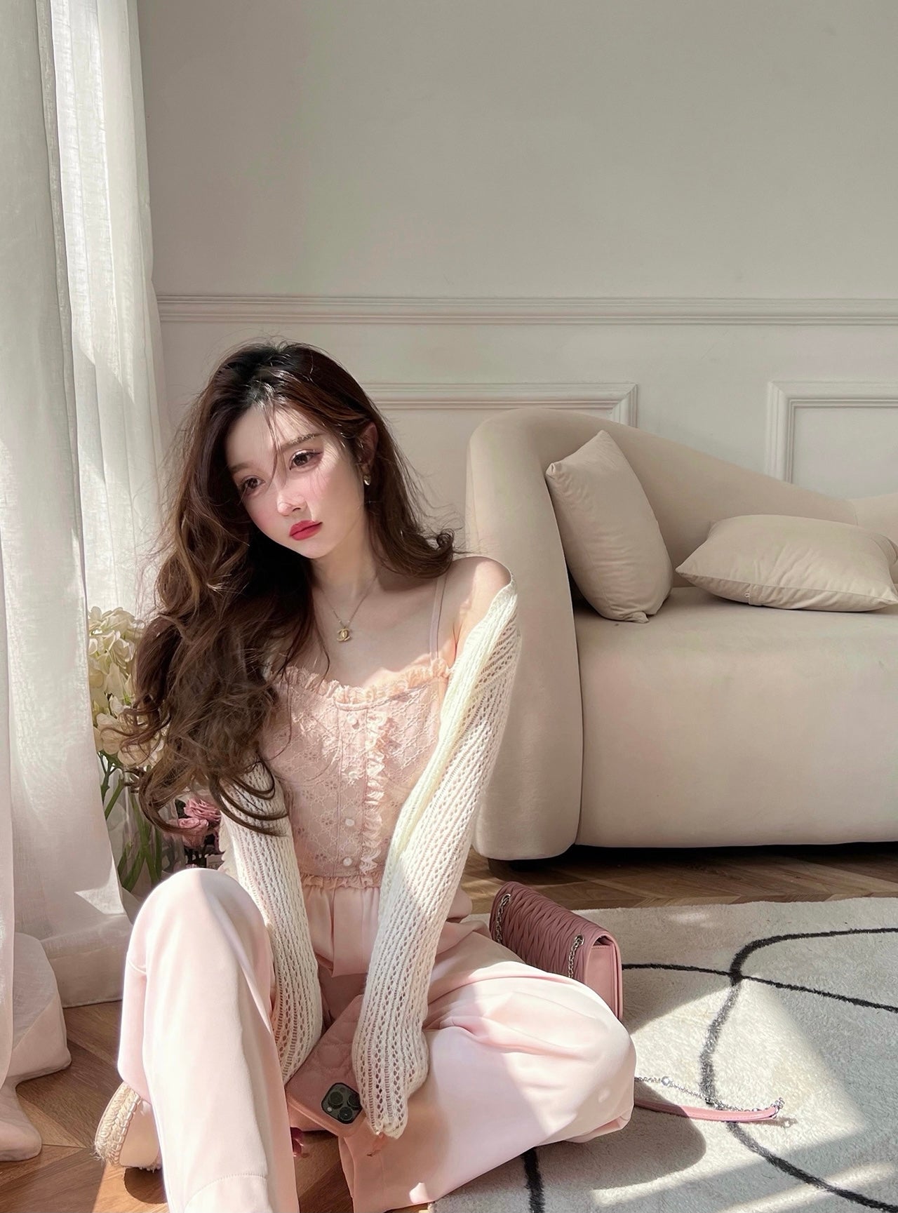 Lace Back Smocking Camisole