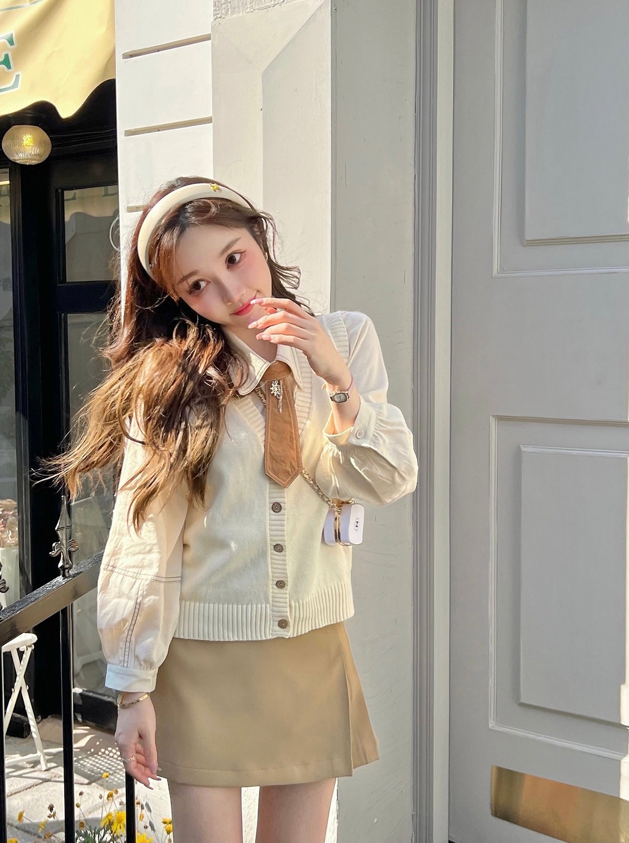 Preppy Half Pleated Skirt