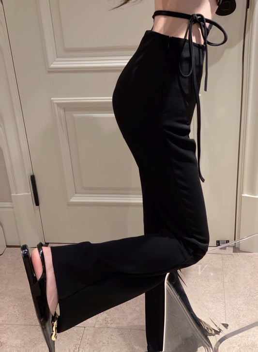 One Side Straps Flare Pants