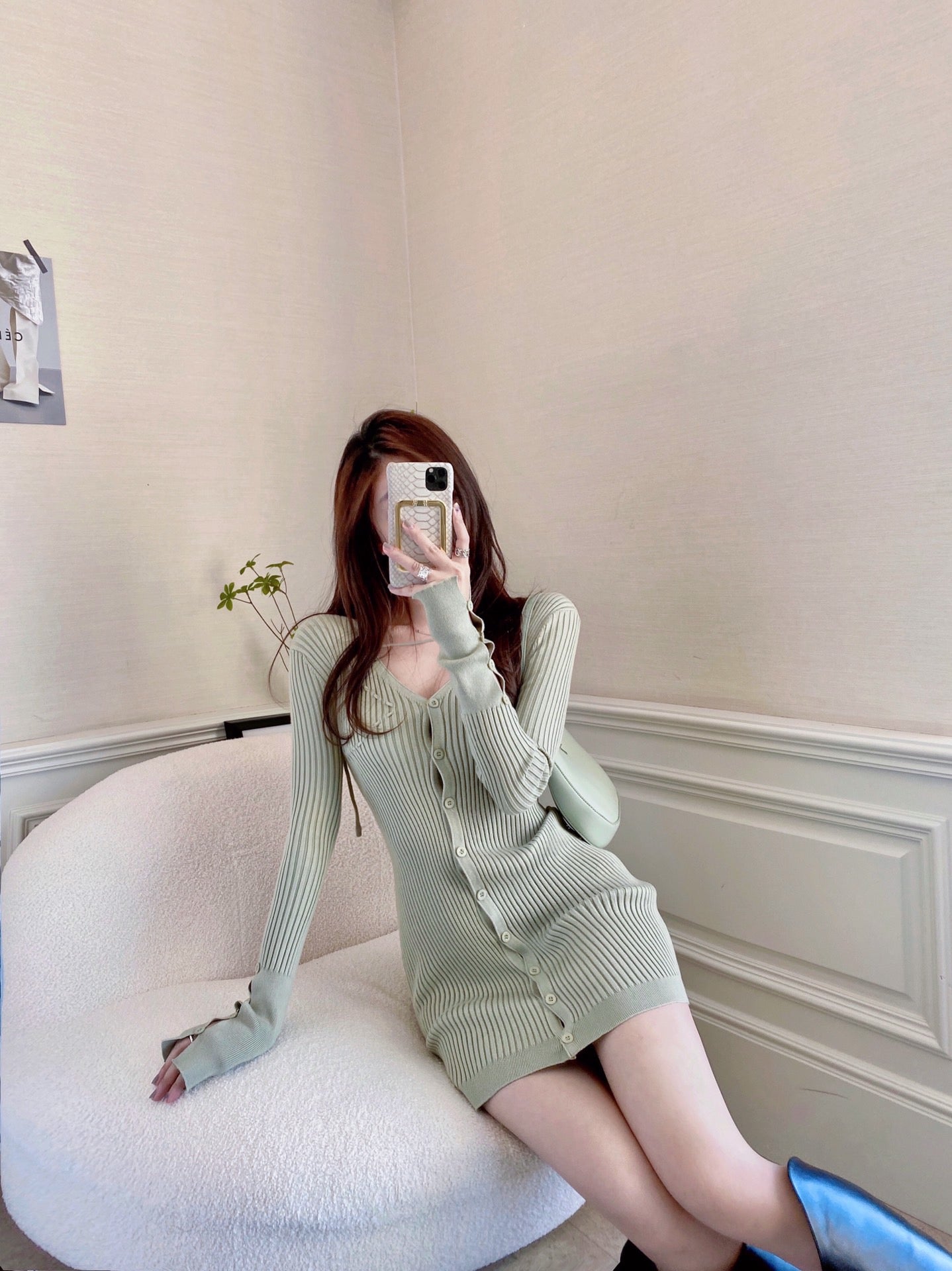 Ribbed Knit Slim Cut Dress