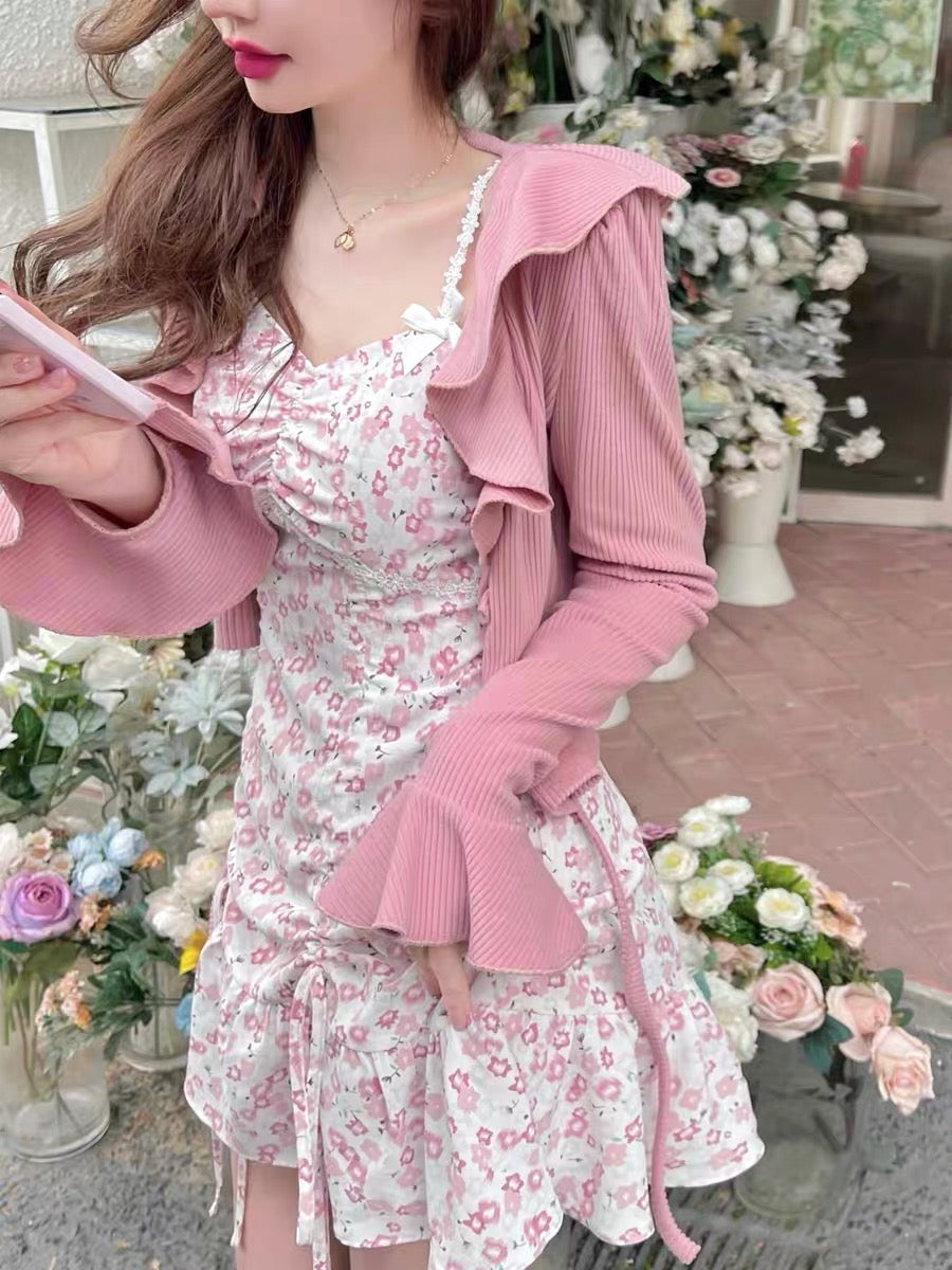 Ruffle Tie Knit Cardigan