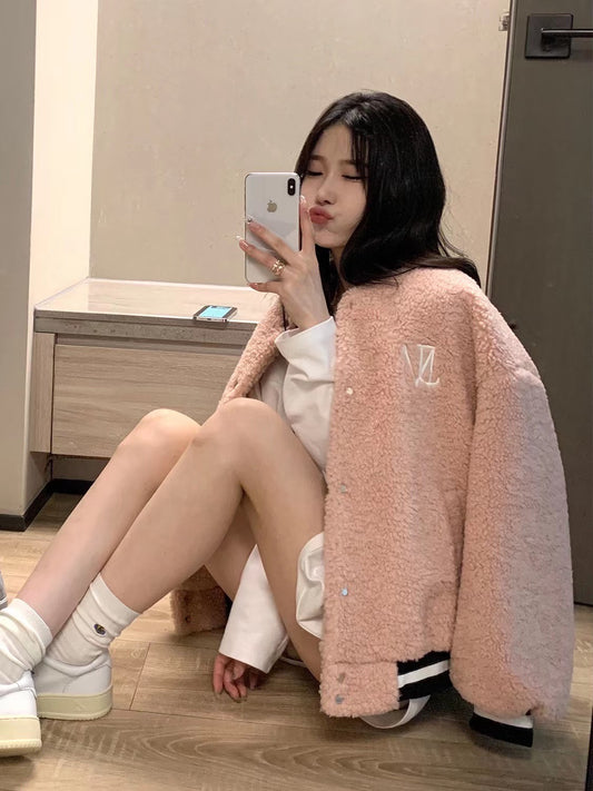 Berber Fleece Baseball Jacket