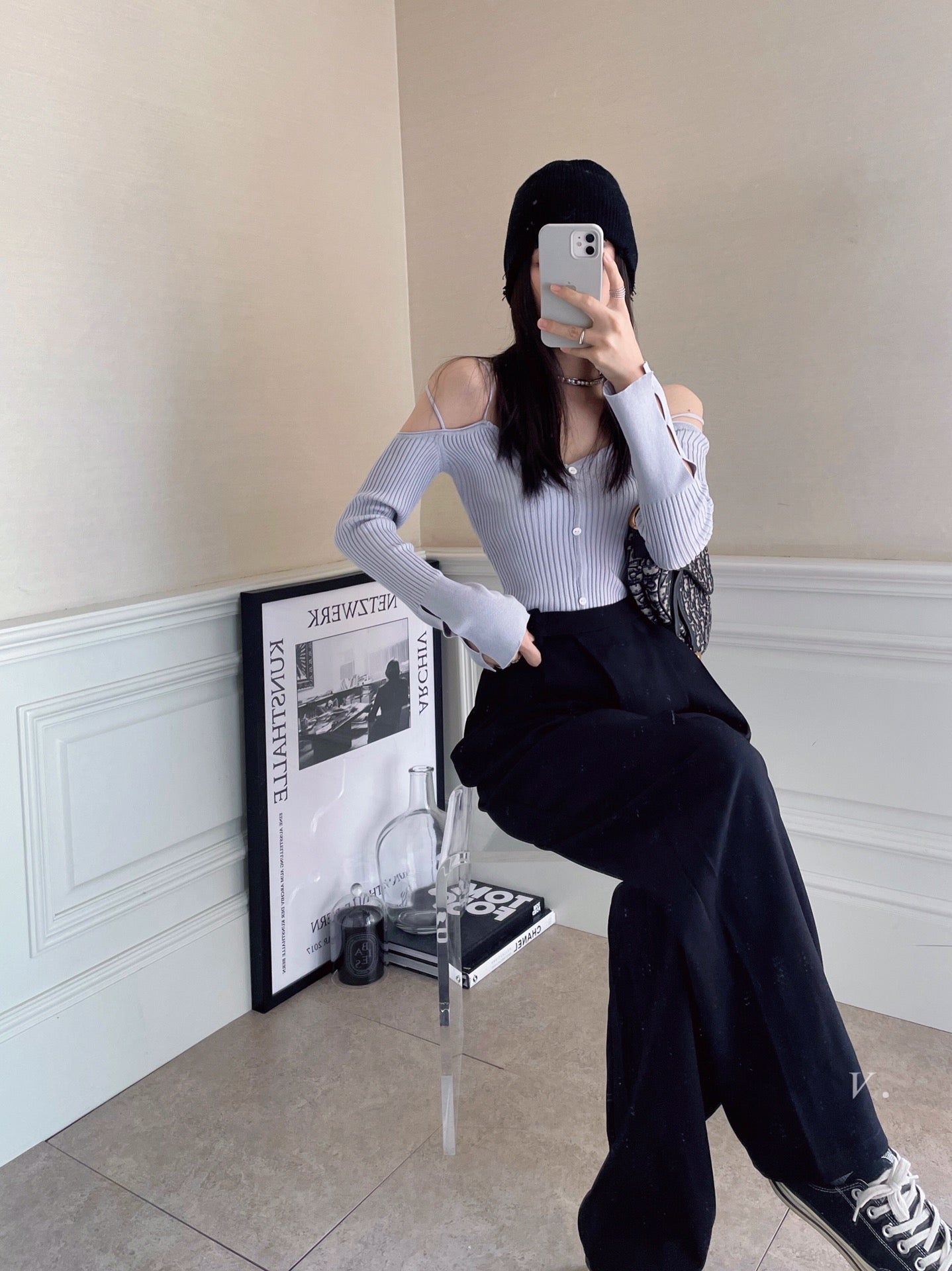 Off The Shoulder Ribbed Knit Top