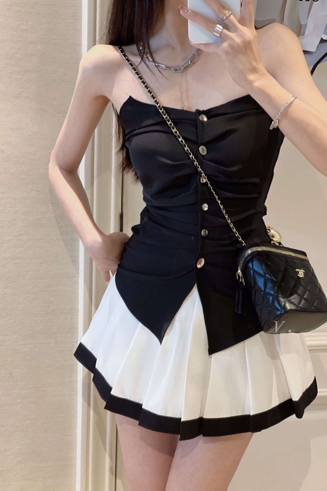 Piano Tube Top Pleated Skirt Set