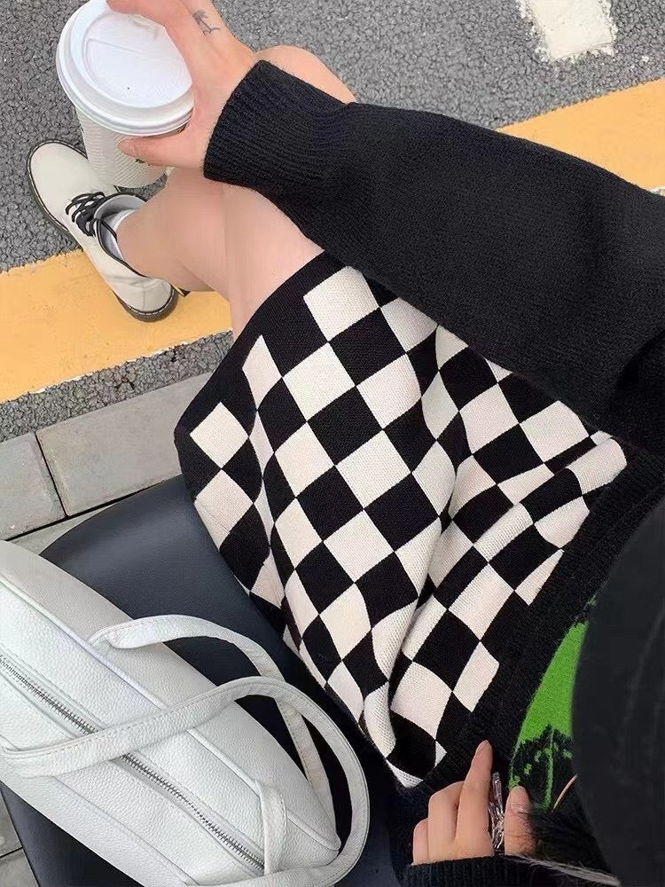 Checkers Knit Skirt