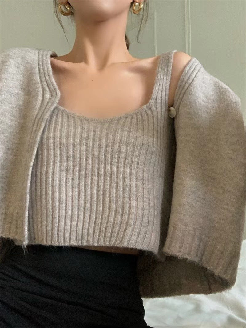 Knit Cardigan 2 Pieces Set