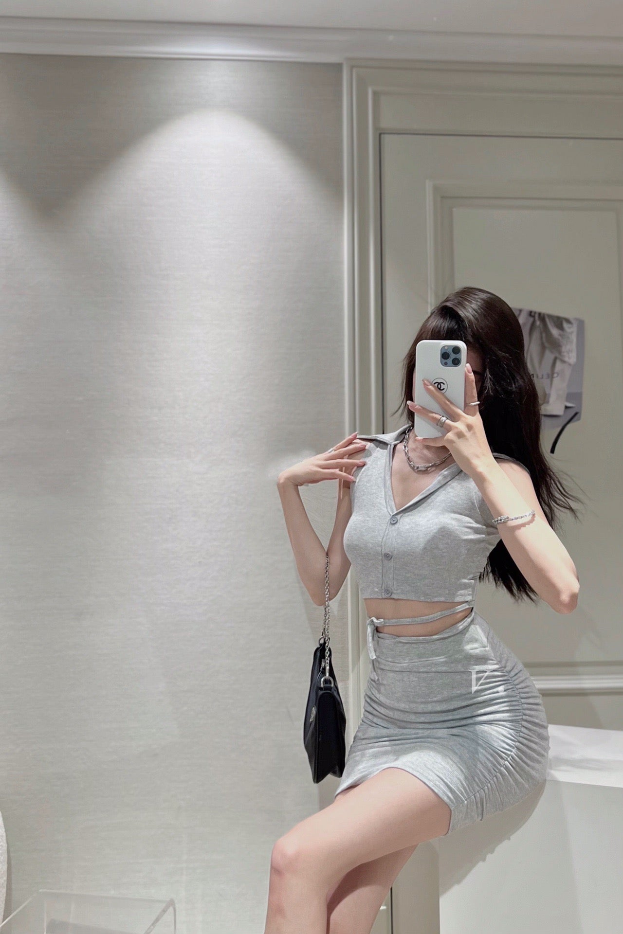 Cropped Polo Vest Skirt Set