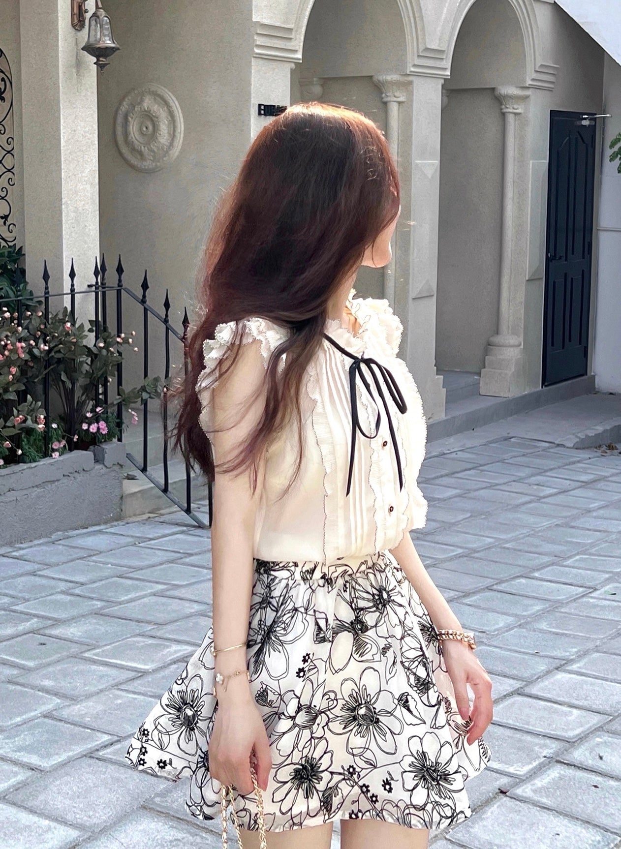 Vintage Chiffon Pleated Top