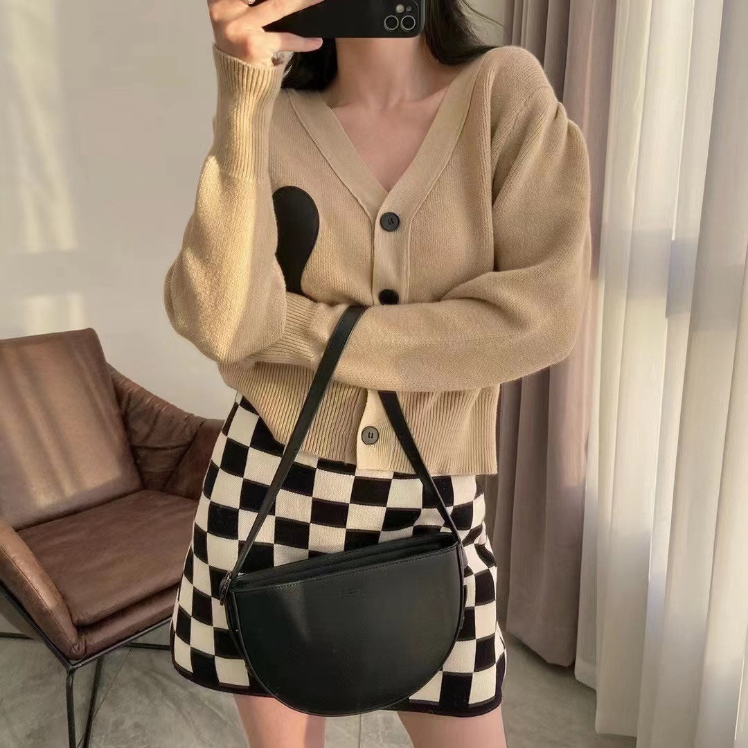 Checkers Knit Skirt