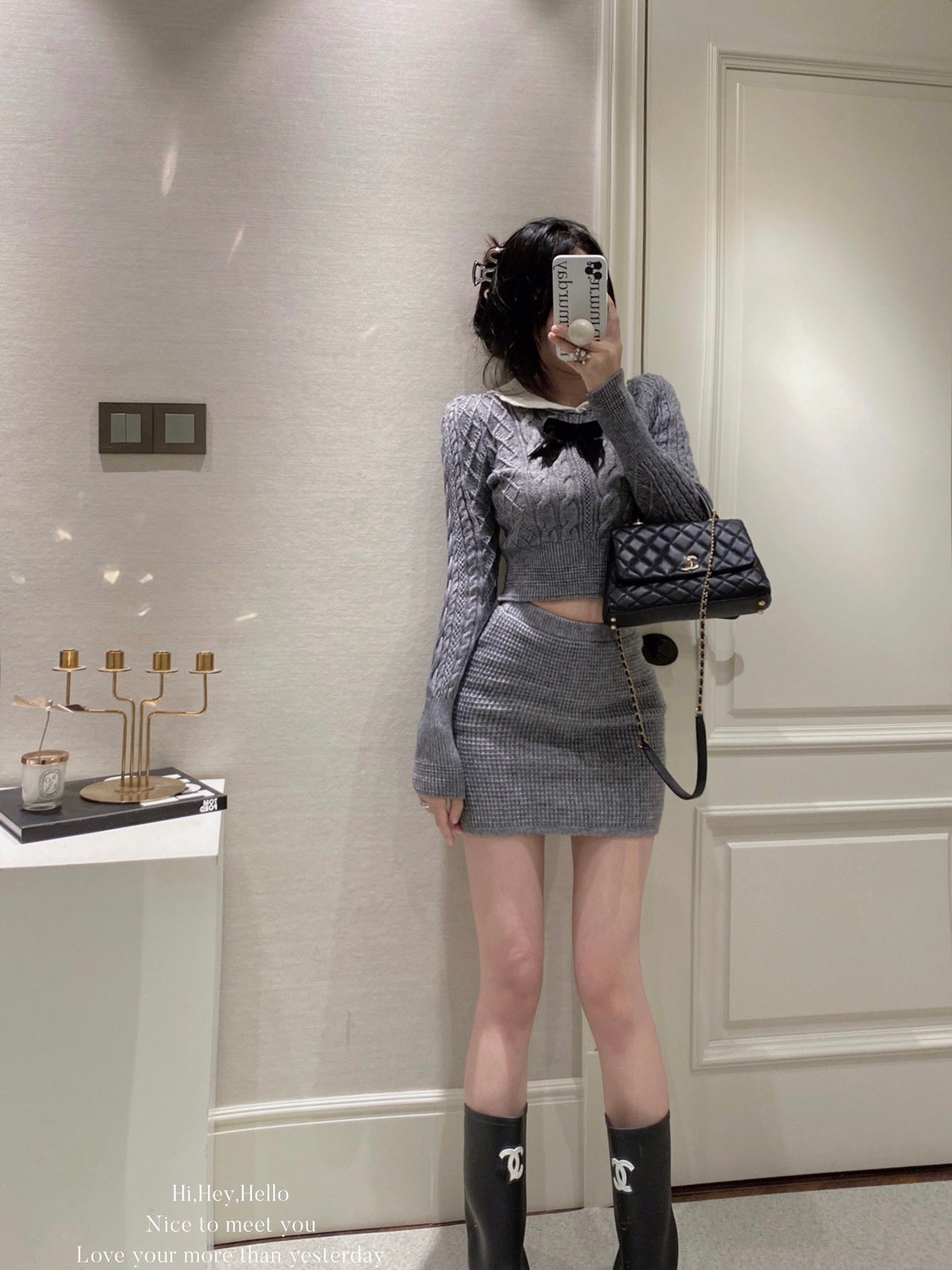 Ribbon Cable Sweater with Skirt Set