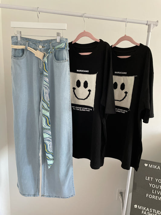 Lightweight Wide Legs Faux Jeans