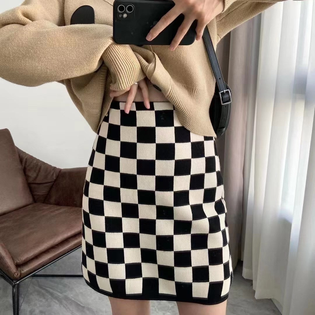Checkers Knit Skirt