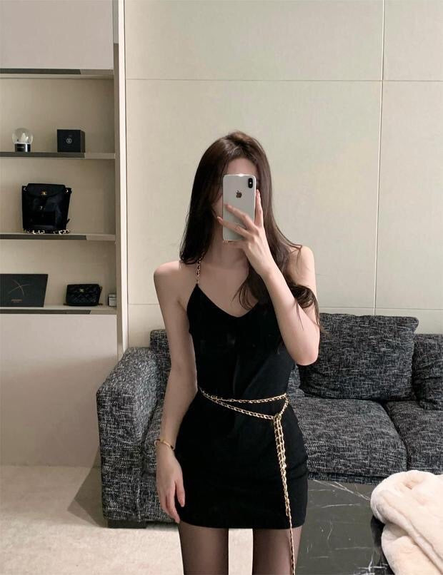 Gold Chains Halter Neck Dress